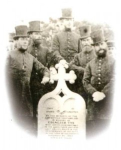 Halesworth police at the grave of P C Tye, Halesworth Cemetery